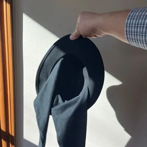 Vintage Wool Scarf-Tie Hat Black 1950’s/ 1960’s - Picture 5 of 7